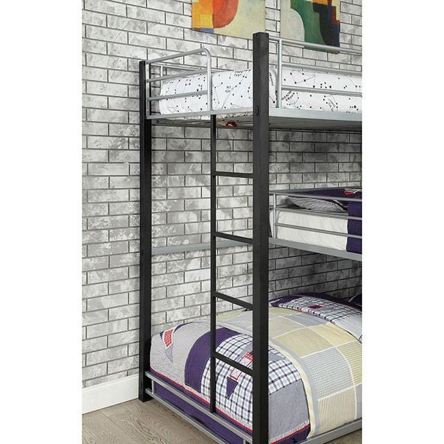 Aubrey Sand Black Twin Triple Decker Bed - U&U Home Budget Furniture (Carteret, NJ)