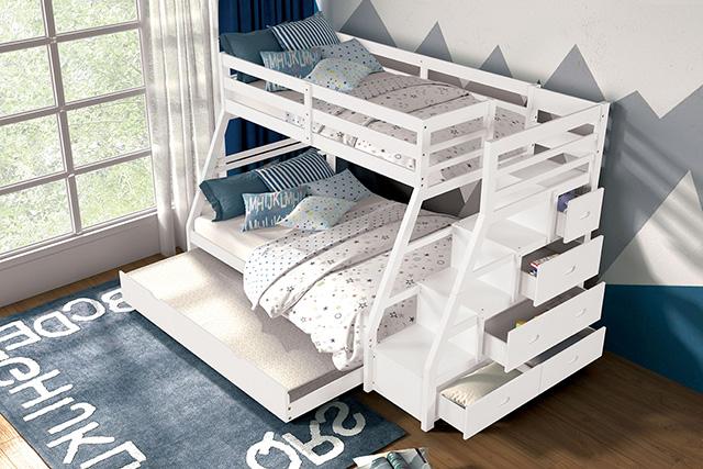 Ellington Twin/Full Bunk Bed White & Espresso - U&U Home Budget Furniture (Carteret, NJ)