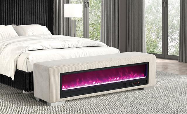 Elnath Bench w/ Visual Crystal Fireplace - U&U Home Budget Furniture (Carteret, NJ)