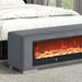 Elnath Bench w/ Visual Wood Log Fireplace Gray - U&U Home Budget Furniture (Carteret, NJ)