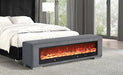 Elnath Bench w/ Visual Wood Log Fireplace Gray - U&U Home Budget Furniture (Carteret, NJ)