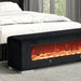 Elnath Bench w/ Visual Wood Log Fireplace Gray - U&U Home Budget Furniture (Carteret, NJ)