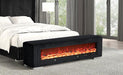 Elnath Bench w/ Visual Wood Log Fireplace Gray - U&U Home Budget Furniture (Carteret, NJ)