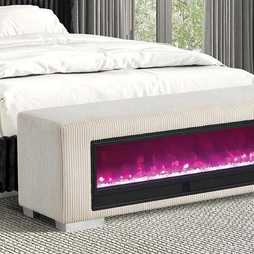 Elnath Bench w/ Visual Crystal Fireplace - U&U Home Budget Furniture (Carteret, NJ)