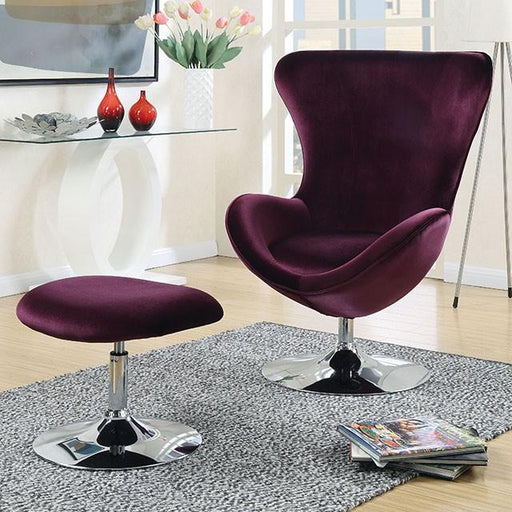 Eloise Purple Accent Chair w/ Ottoman - U&U Home Budget Furniture (Carteret, NJ)