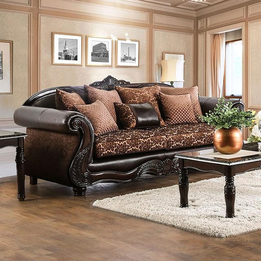 ELPIS Brown/Espresso Sofa - U&U Home Budget Furniture (Carteret, NJ)