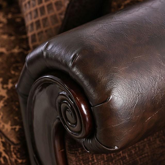 ELPIS Brown/Espresso Sofa - U&U Home Budget Furniture (Carteret, NJ)