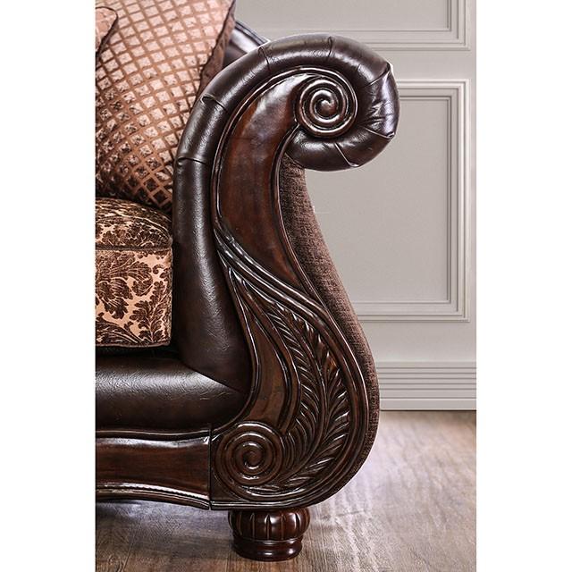 ELPIS Brown/Espresso Sofa - U&U Home Budget Furniture (Carteret, NJ)