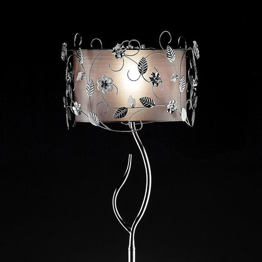 Elva Silver/Chrome Floor Lamp, Double Shade - U&U Home Budget Furniture (Carteret, NJ)