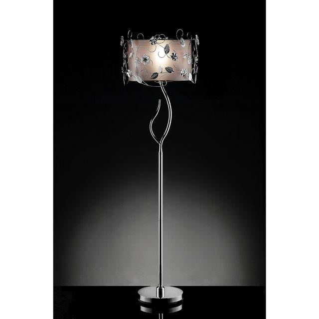 Elva Silver/Chrome Floor Lamp, Double Shade - U&U Home Budget Furniture (Carteret, NJ)