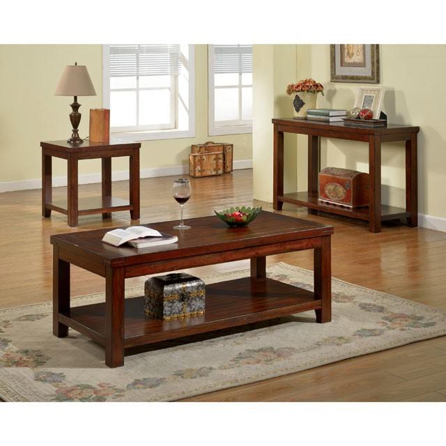 ESTELL Dark Cherry End Table, Cherry - U&U Home Budget Furniture (Carteret, NJ)