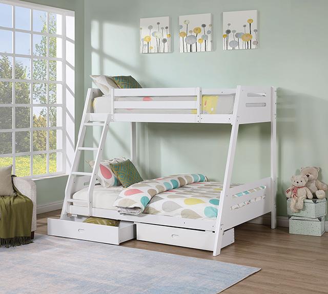 Emilee Twin/Full Bunk Bed White, Grey, Espresso, & Black - U&U Home Budget Furniture (Carteret, NJ)