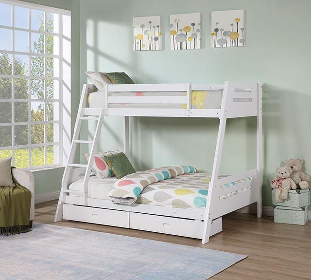 Emilee Twin/Full Bunk Bed White, Grey, Espresso, & Black - U&U Home Budget Furniture (Carteret, NJ)