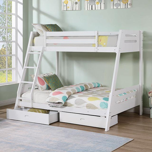 Emilee Twin/Full Bunk Bed White, Grey, Espresso, & Black - U&U Home Budget Furniture (Carteret, NJ)