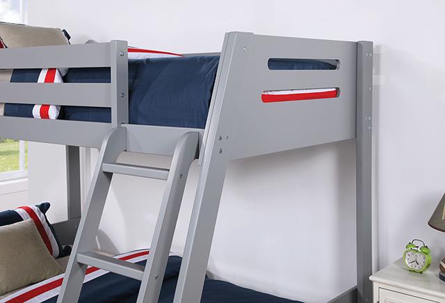 Emilee Twin/Full Bunk Bed White, Grey, Espresso, & Black - U&U Home Budget Furniture (Carteret, NJ)