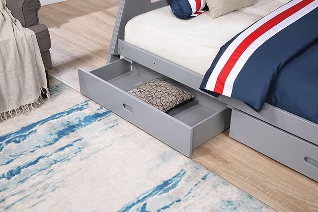 Emilee Twin/Full Bunk Bed White, Grey, Espresso, & Black - U&U Home Budget Furniture (Carteret, NJ)