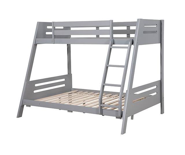 Emilee Twin/Full Bunk Bed White, Grey, Espresso, & Black - U&U Home Budget Furniture (Carteret, NJ)