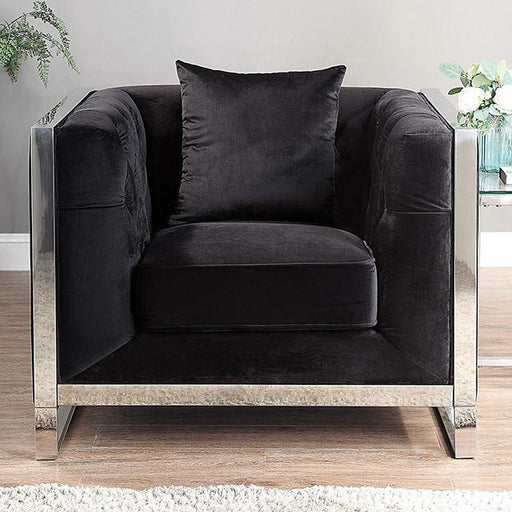 EVADNE Chair w/ Pillow, Black - U&U Home Budget Furniture (Carteret, NJ)