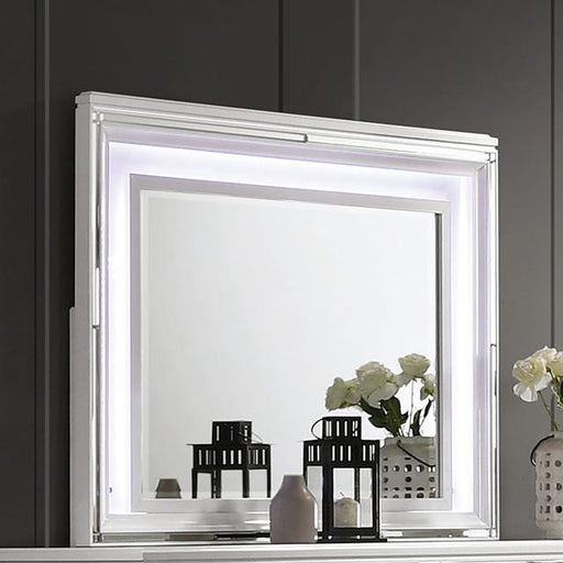EMMELINE Mirror w/ LED Lights, White - U&U Home Budget Furniture (Carteret, NJ)