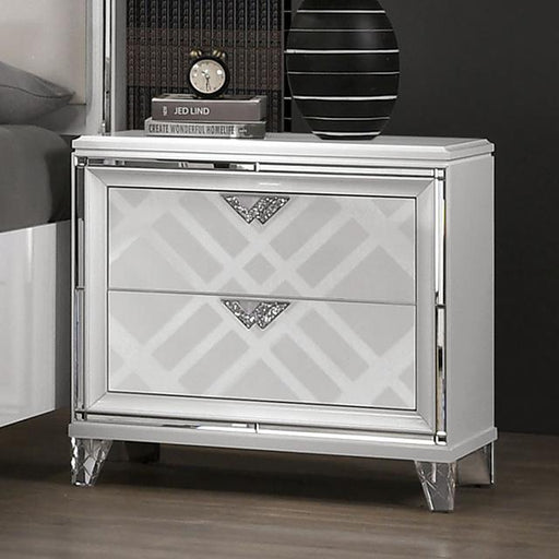 EMMELINE Night Stand w/ USB, White - U&U Home Budget Furniture (Carteret, NJ)
