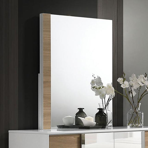 ERLANGEN Mirror, White/Natural - U&U Home Budget Furniture (Carteret, NJ)