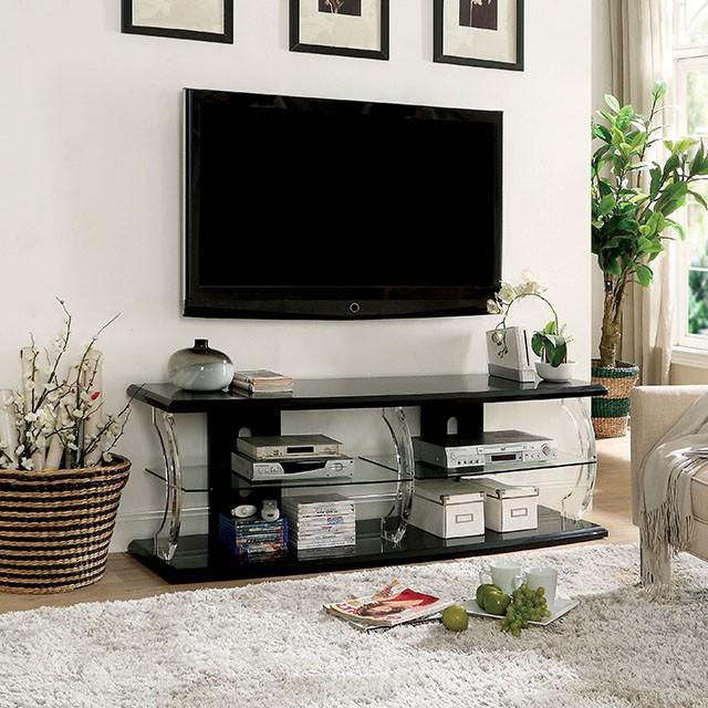 Ernst Black/Clear 60" TV Stand - U&U Home Budget Furniture (Carteret, NJ)