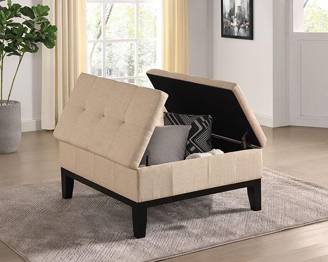 FAZIO Storage Ottoman, Beige - U&U Home Budget Furniture (Carteret, NJ)