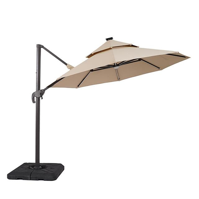 Fera 10 Ft Round Umbrella w/ LED Bulb + 37" Large Base - U&U Home Budget Furniture (Carteret, NJ)