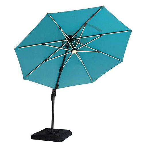 Fera 10 Ft Round Umbrella w/ LED Bulb + 37" Large Base - U&U Home Budget Furniture (Carteret, NJ)