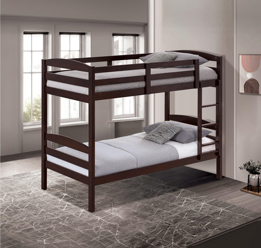 Finsbury Twin Twin Bunk Bed Espresso, Grey & White - U&U Home Budget Furniture (Carteret, NJ)