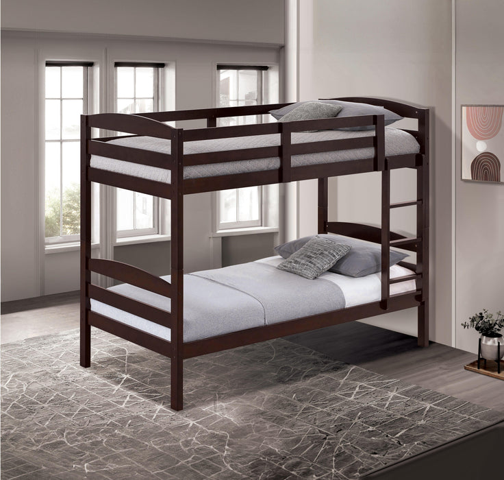 Finsbury Twin Twin Bunk Bed Espresso, Grey & White - U&U Home Budget Furniture (Carteret, NJ)