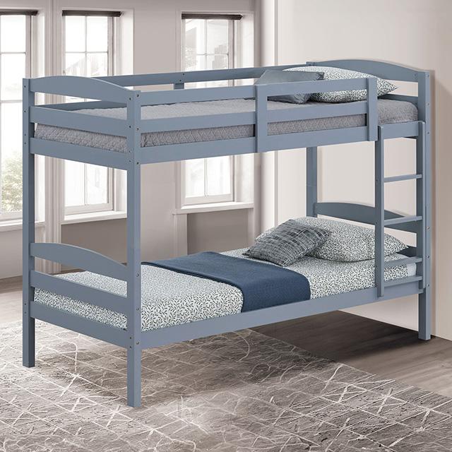 Finsbury Twin Twin Bunk Bed Espresso, Grey & White - U&U Home Budget Furniture (Carteret, NJ)