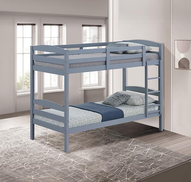 Finsbury Twin Twin Bunk Bed Espresso, Grey & White - U&U Home Budget Furniture (Carteret, NJ)