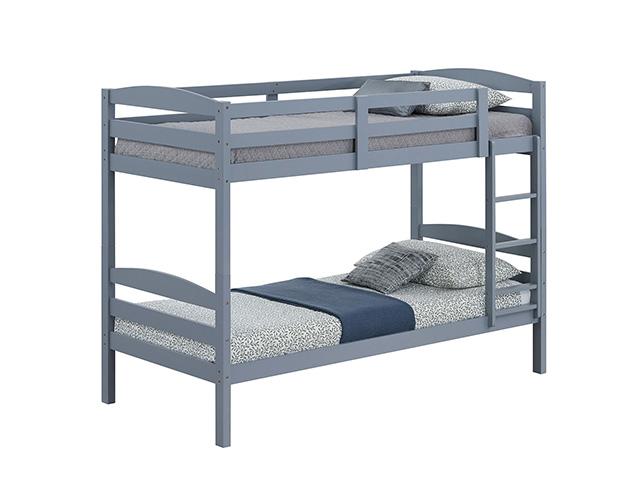 Finsbury Twin Twin Bunk Bed Espresso, Grey & White - U&U Home Budget Furniture (Carteret, NJ)