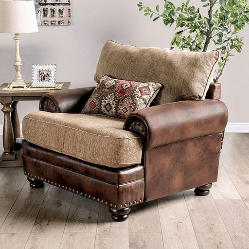 Fletcher Brown/Tan Chair - U&U Home Budget Furniture (Carteret, NJ)
