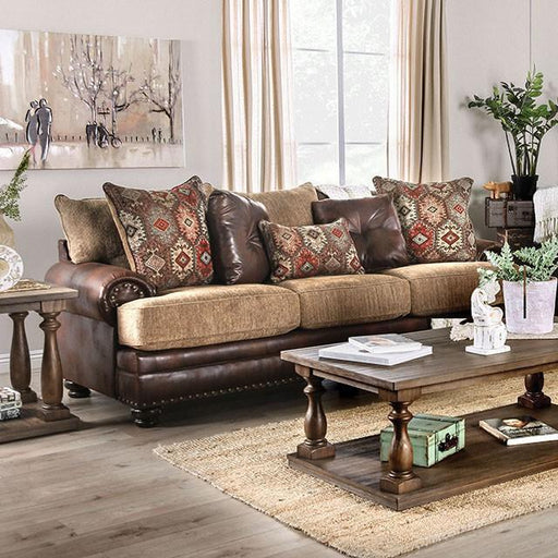 Fletcher Brown/Tan Sofa - U&U Home Budget Furniture (Carteret, NJ)