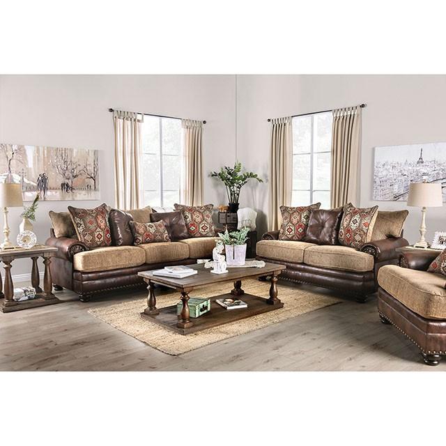 Fletcher Brown/Tan Sofa - U&U Home Budget Furniture (Carteret, NJ)
