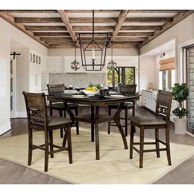 Flick Rustic Oak Counter Ht. Table - U&U Home Budget Furniture (Carteret, NJ)