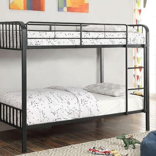 CLEMENT Black Metal Twin/Twin Bunk Bed - U&U Home Budget Furniture (Carteret, NJ)