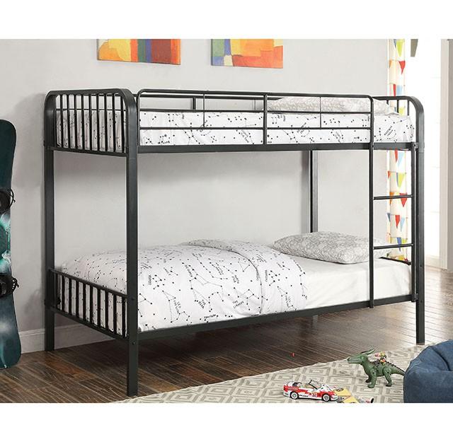 CLEMENT Black Metal Twin/Twin Bunk Bed - U&U Home Budget Furniture (Carteret, NJ)