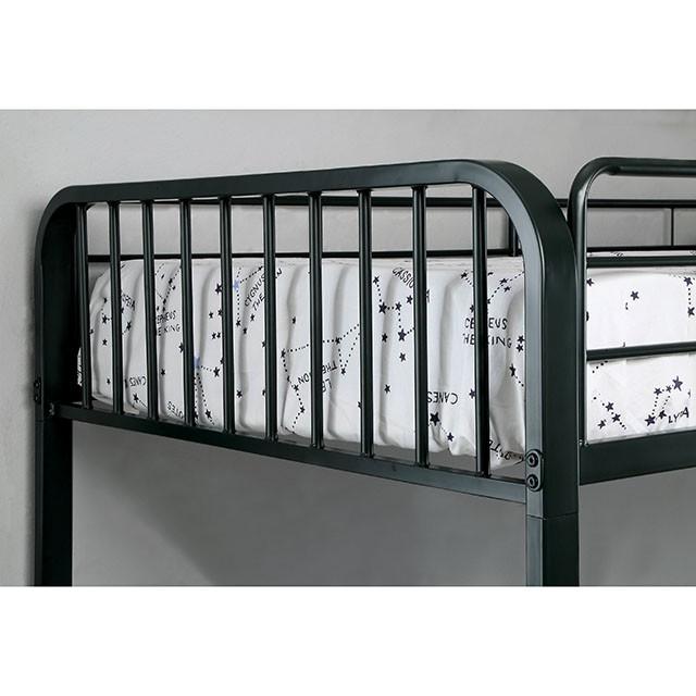 CLEMENT Black Metal Twin/Twin Bunk Bed - U&U Home Budget Furniture (Carteret, NJ)
