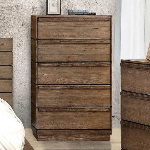 COIMBRA Rustic Natural Tone Chest - U&U Home Budget Furniture (Carteret, NJ)