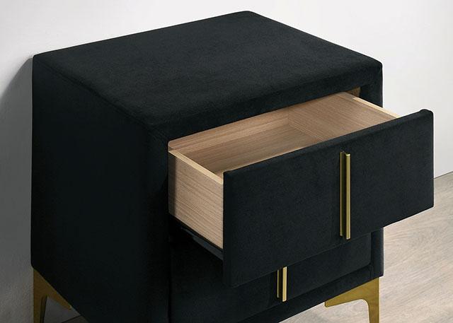 FLORIZEL Night Stand, Black - U&U Home Budget Furniture (Carteret, NJ)