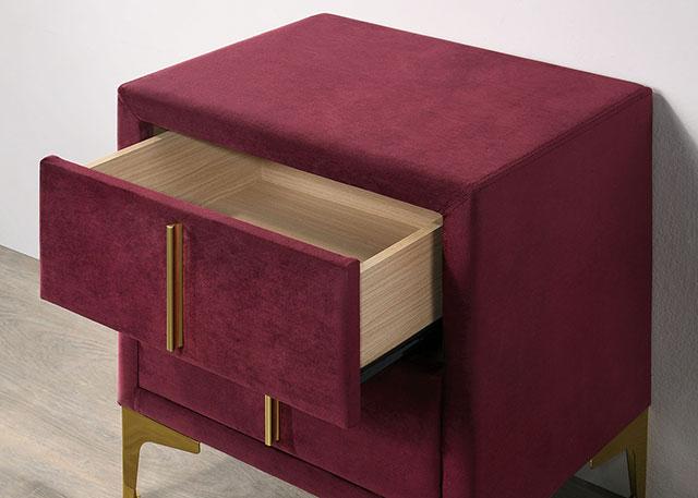 FLORIZEL Night Stand, Red - U&U Home Budget Furniture (Carteret, NJ)