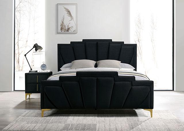 FLORIZEL Cal.King, E.King & Queen Bed, Black & Red - U&U Home Budget Furniture (Carteret, NJ)