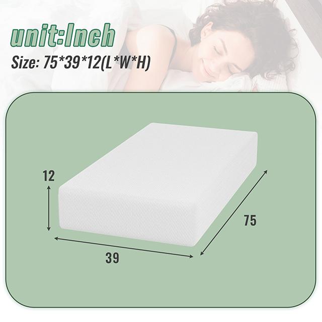 Coreopsis 12" Twin Memory Foam Wave Comfort - U&U Home Budget Furniture (Carteret, NJ)