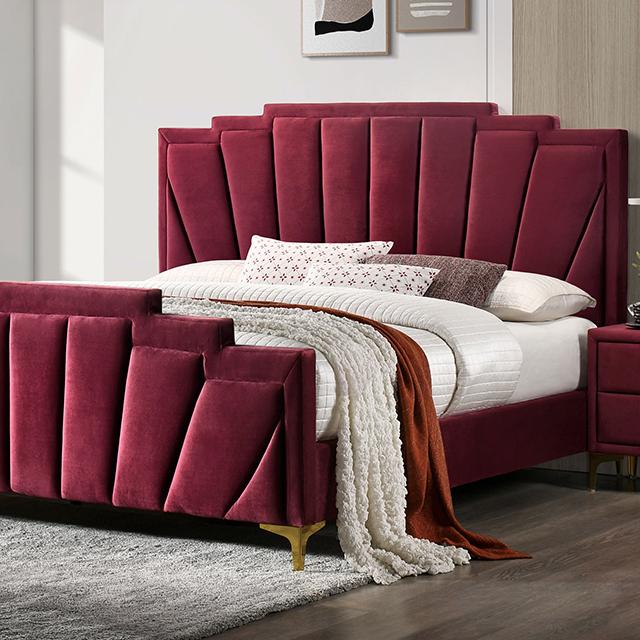 Florizel Bed Black & Red - U&U Home Budget Furniture (Carteret, NJ)