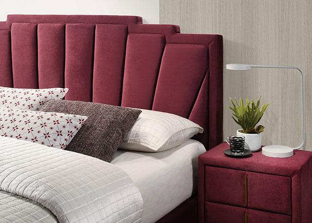 FLORIZEL Cal.King, E.King & Queen Bed, Black & Red - U&U Home Budget Furniture (Carteret, NJ)