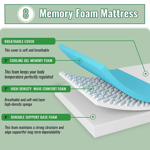 Coreopsis 8" Twin Memory Foam Wave Comfort - U&U Home Budget Furniture (Carteret, NJ)