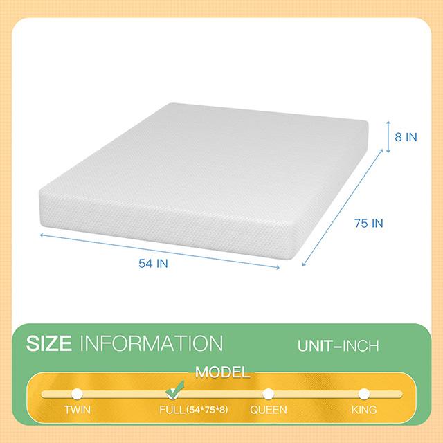 Forsythia 8" Full Green Tea Gel Memory Foam - U&U Home Budget Furniture (Carteret, NJ)